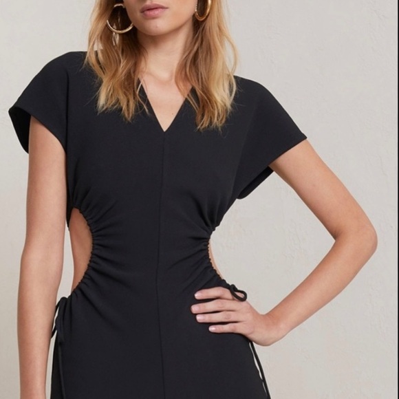 A.L.C. SYNARA V-NECK BLACK MIDI DRESS WITH CUT-OUTS - Picture 5 of 15